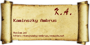 Kaminszky Ambrus névjegykártya